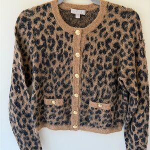 J. Crew Animal Print Cardigan - Tan and Black